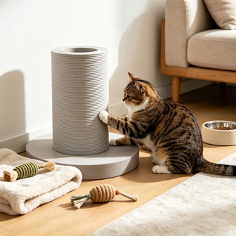 furbuddyqq.us Triangle Corrugated Cat Scratcher House, Stable Slope Cat Scratching Pad with Cat Toy Ropes, Eco-Friendly Cardboard Cat Scratch Lounge for Indoor Kittens & Adult Cats