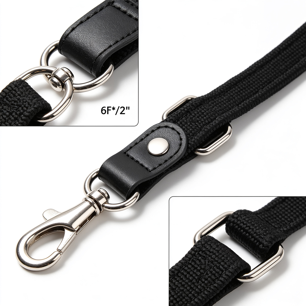 furbuddyqq.us MayPaw 4/6 /8/10 FT Dog Leash, Classic Solid Colors, Strong Nylon Rope Dog Leash Reinforced with Leather Tailor Connection Heavy Duty Silver Clasp (Black, 6ft*1/2")