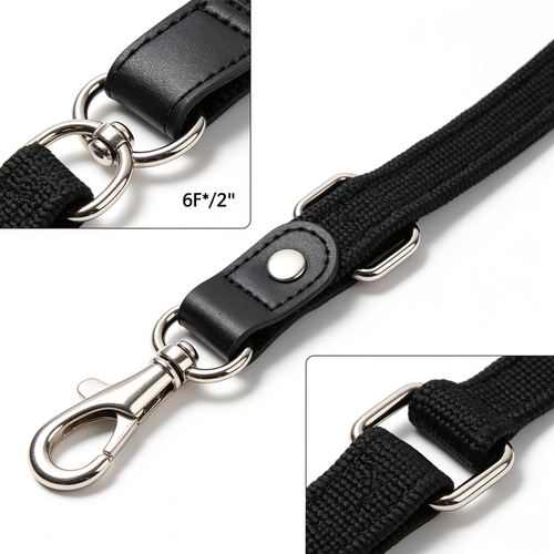 furbuddyqq.us MayPaw 4/6 /8/10 FT Dog Leash, Classic Solid Colors, Strong Nylon Rope Dog Leash Reinforced with Leather Tailor Connection Heavy Duty Silver Clasp (Black, 6ft*1/2")